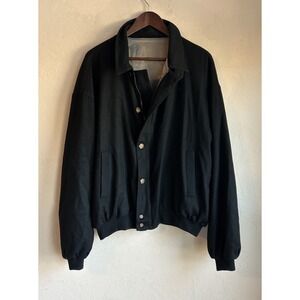 Vintage Majer 100% Cashmere Golf Jacket XXL USA Made Black Bomber Luxury